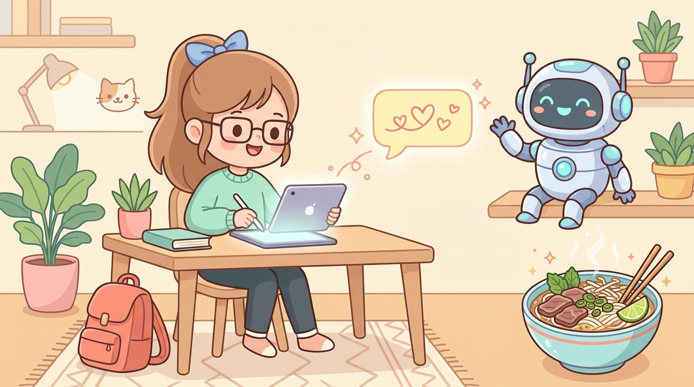 Học sinh gửi lời nhắn cho robot AI